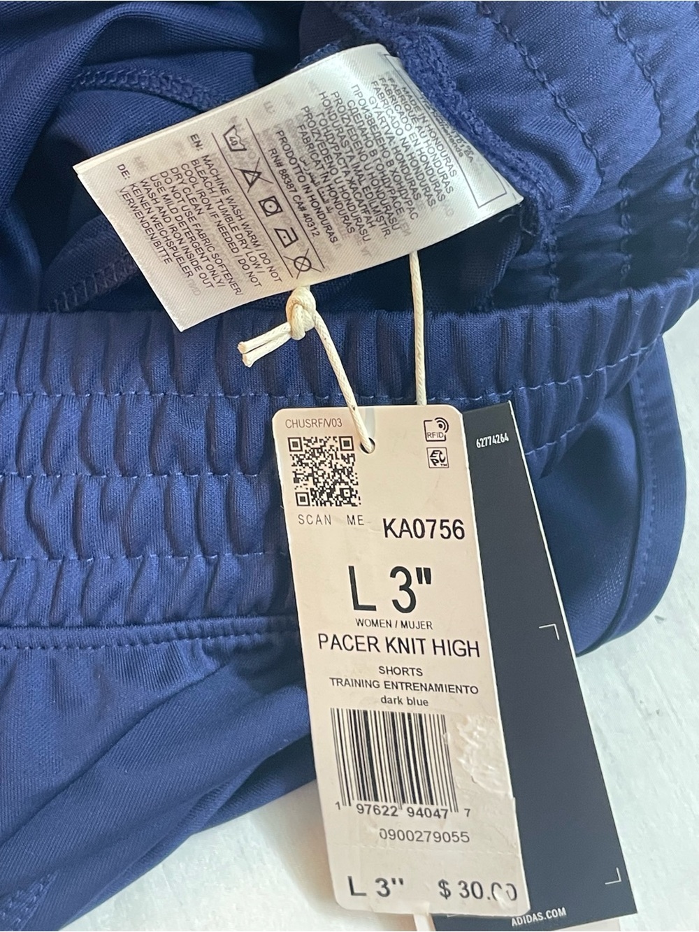 Adidas Women’s High Rise Pacer Short US L 3”  Dark Blue - Picture 11 of 14